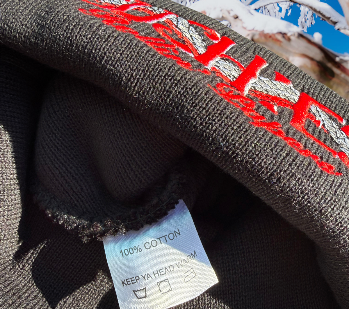 "Red-bellied Black Snake" Folded Cotton Beanie