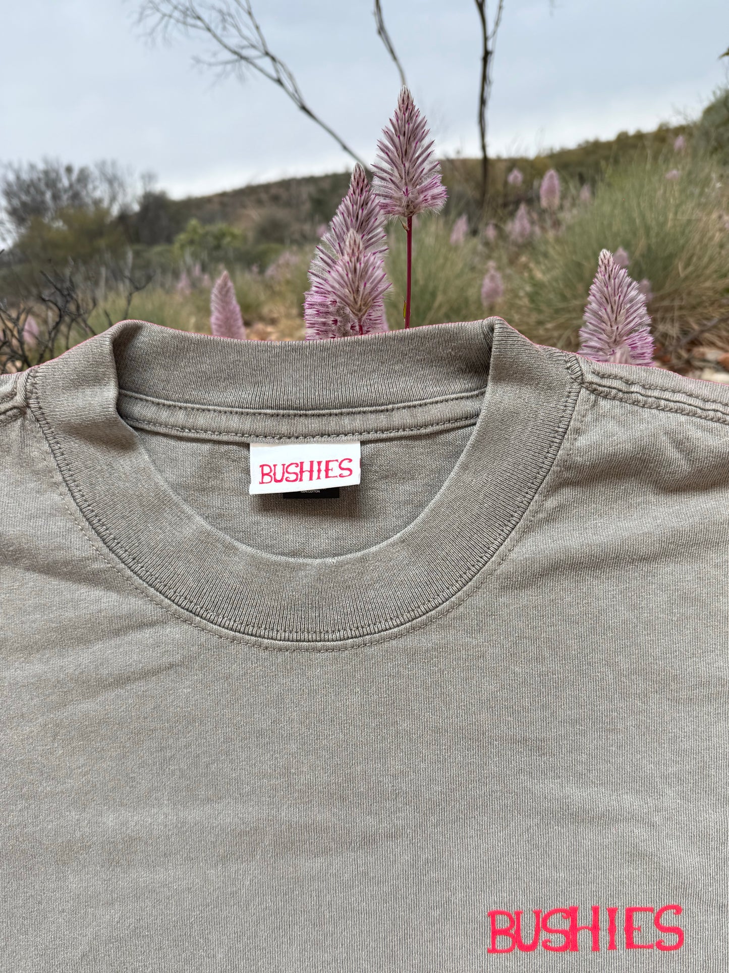 Bushies "Red-belly Black Snake" Tee - Storm Cloud Grey
