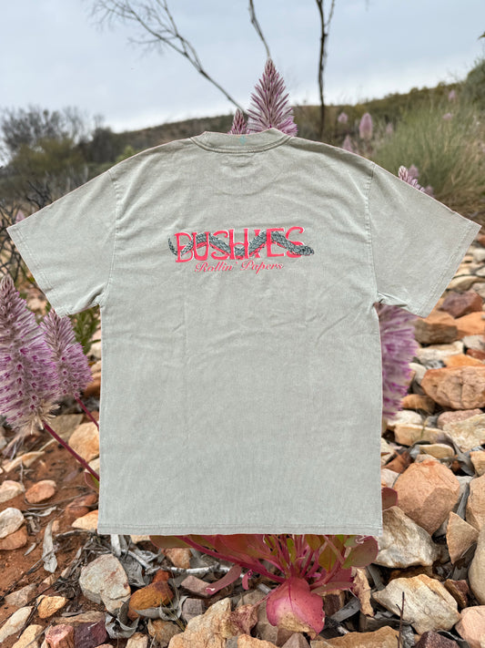 Bushies "Red-belly Black Snake" Tee - Storm Cloud Grey